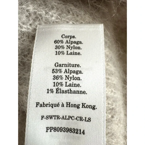 Everlane Sweater L Cocoon Alpaca Beige Long-Sleeve Pullover Crewneck Ribbed Knit - Picture 7 of 7